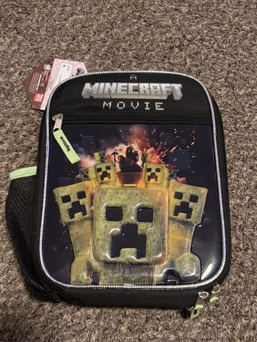 Minecraft Movie Creeper Lunchbox - Black & Lime